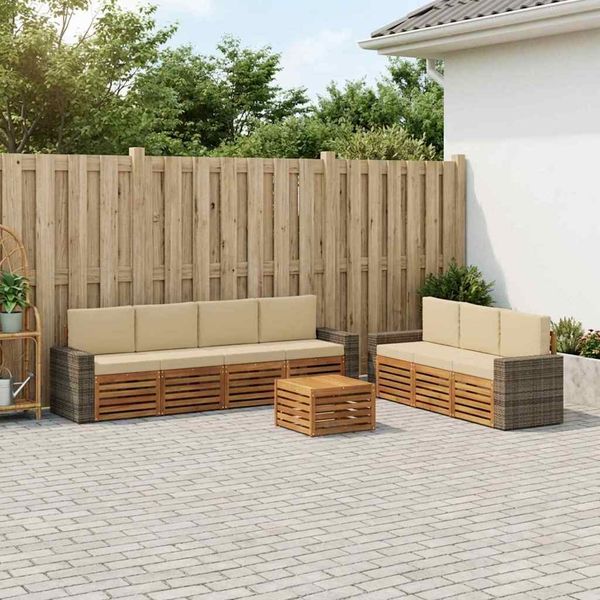 vidaXL Súpravy pohoviek s vankúšom 8 pcs Pevné akáciové drevo