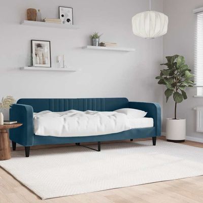vidaXL Denná posteľ s matracom modrá 80x200 cm zamat