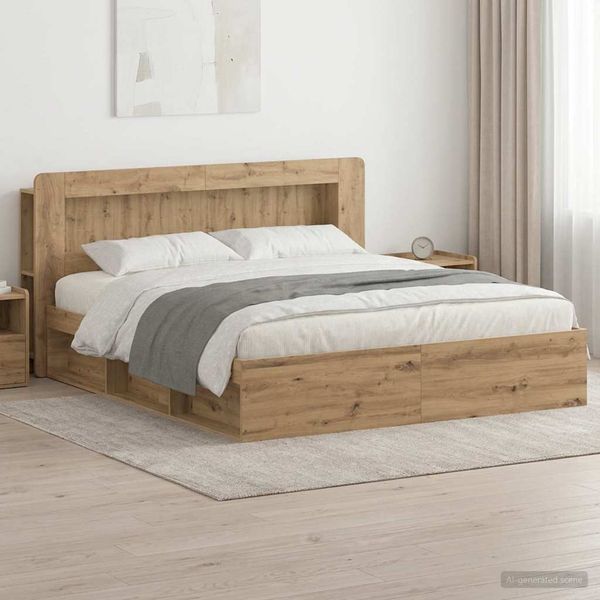 vidaXL Rám postele so skladom s čelnou doskou Dub artisan 200 x 200 cm