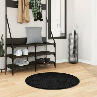 vidaXL Shaggy koberec PAMPLONA, vysoký vlas, moderný, čierny Ø 80 cm