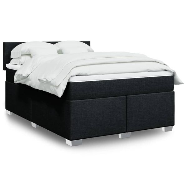 vidaXL Posteľný rám boxspring s matracom čierny 140x200 cm látka