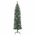 vidaXL Umelý chudý vianočný strom Zelená a biela 150 cm