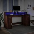 vidaXL Stôl s LED svetlami hnedý dub 160x55x91 cm kompozitné drevo