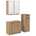 vidaXL Sada kúpeľňového nábytku 3 pcs Remeselný dub Kompozitné drevo