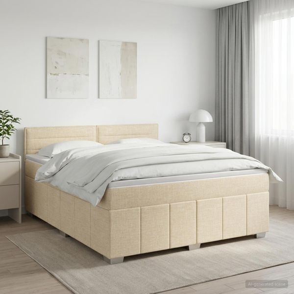vidaXL Posteľ boxspring s matracom Krémová 140 x 200 cm Látka