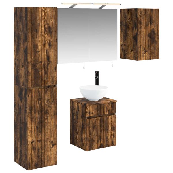 vidaXL Set kabinetov do kúpeľne 5 pcs Dymový dub 40 x 10,5 x 60,5 cm