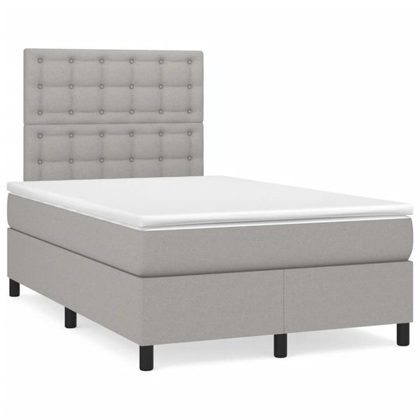 vidaXL Boxspring posteľ s matracom a LED, svetlosivá 120x190 cm, látka