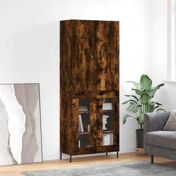 vidaXL Vysoká skrinka dymový dub 69,5x34x180 cm spracované drevo