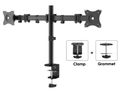 Neomounts Select NM-D135DBLACK/Držák displeje/na stůl/10-27"/svorka+průchodka/VESA 100X100/nosn. 2x 8kg/2 displeje/čern Držák, VESA, stolní, pro 2 ploché monitory, úhloprícka 10"-27", náklon, otácení, rotace, nosnost 16kg, cerný