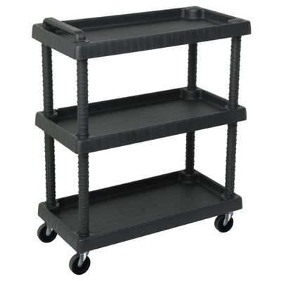 vidaXL 3-poschodový dielenský vozík na náradie čierny 75x37,5x92 cm PP