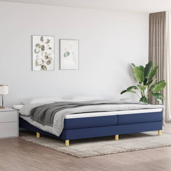 vidaXL Posteľný rám s boxspringom modrá 200x200 cm látka