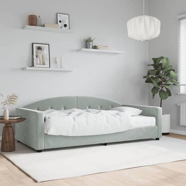 vidaXL Denná posteľ s matracom bledosivá 100x200 cm zamat