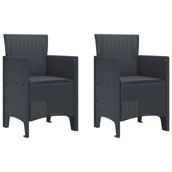 vidaXL Záhradná stolička 2 pcs Antracit 53 x 49 x 85 cm Polypropylén