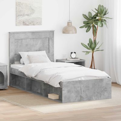 vidaXL Rám postele Betónová šedá 75 x 190 cm Masívne borovicové drevo