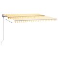 vidaXL Ručne zaťahovacia markíza s LED 450x300 cm žltá a biela