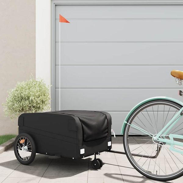 vidaXL Vozík za bicykel, čierny 45 kg, železo