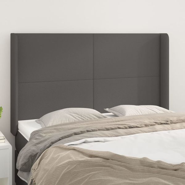 vidaXL Čelo postele so záhybmi sivé 147x16x118/128 cm umelá koža