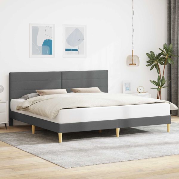 vidaXL Rám postele s čelnou doskou Tmavosivá 193 x 203 cm Látka