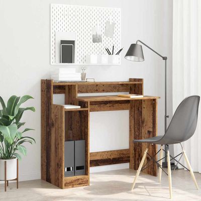 vidaXL Stôl s poličkou Staré drevo 97 x 45 x 90 cm Kompozitné drevo