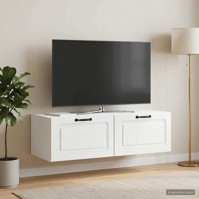 vidaXL Nástenná TV skrinka Biela s vysokým leskom 98 x 41 x 30 cm