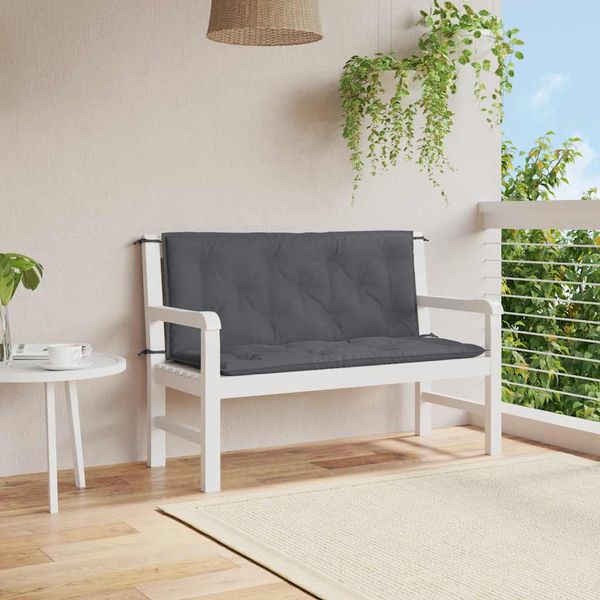 vidaXL Podložka na záhradnú lavicu, antracit 120x(50+50)x7 cm, oxford