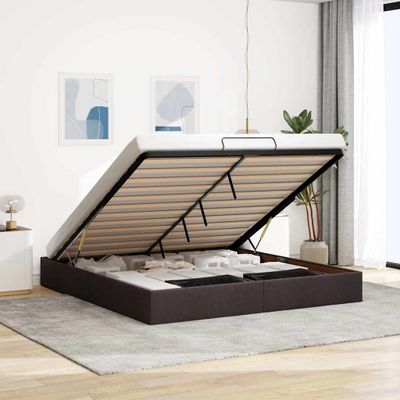 vidaXL Osmanský rám postele bez matraca Tmavohnedá 200x200 cm Látka