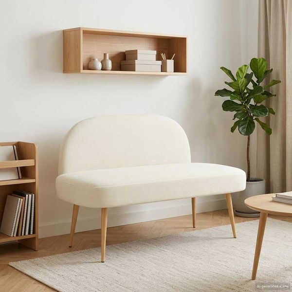 vidaXL čalúnená lavica so spätným opierkom Krémová 110 x 60 x 76 cm