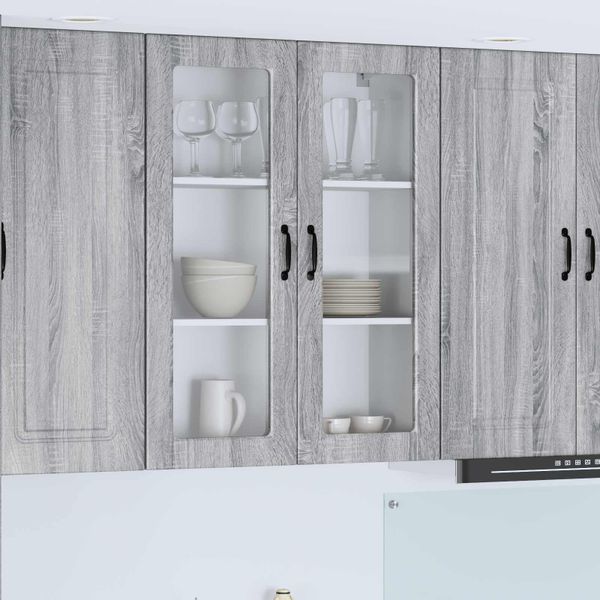 vidaXL Nástenný sklenený kabinet PORTO Sivý Sonoma 80 x 31 x 100 cm