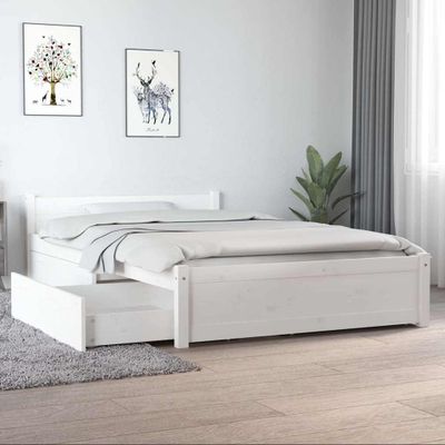 vidaXL Posteľný rám so zásuvkami biely 120x190 cm malé dvojlôžko