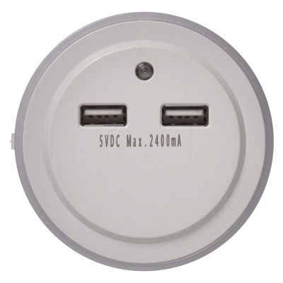 LED nočné svetlo EMOS P3313 do zásuvky s 2× USB