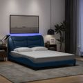 vidaXL Rám postele s LED bez matraca Hvar Modrá 140x190 cm Látka
