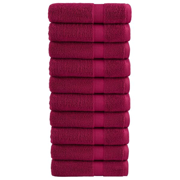 vidaXL Prémiové uteráky na ruky SOLUND 10 ks bordové 50x100cm 600 g/m2