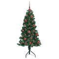 vidaXL Rohový umelý vianočný strom s 150 LED-i Zelená 150 cm PVC a kov