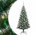 vidaXL Umelý predsvietený vianočný stromček Zelená 180 cm PVC a kov