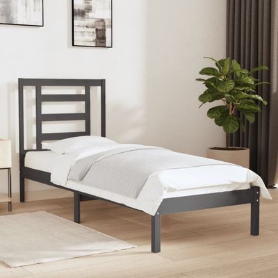 vidaXL Posteľný rám, sivý drevený masív 75x190 cm malé jednolôžko