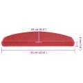 vidaXL Schodové rohože 30 ks 65x24x4 cm červené polkruhové veľké
