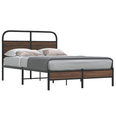 vidaXL Posteľný rám bez matraca 140x190 cm hnedý dub kompozitné drevo