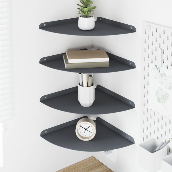 vidaXL Závesná polica s poličkou 4 pcs Antracit 30 x 30 x 2 cm