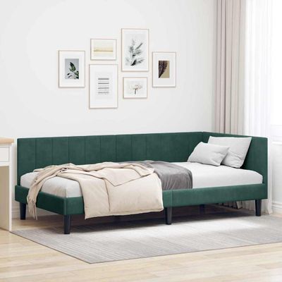 vidaXL Rohový rám postele Tmavozelená 100 cm x 200 cm Zamat