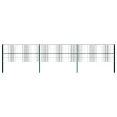 vidaXL Plotový panel so stĺpikmi, železný 522x80 cm, zelený
