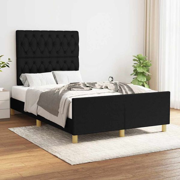 vidaXL Posteľ bez matraca čierna 120x200 cm látka