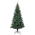vidaXL Umelý predsvietený vianočný stromček Zelená 240 cm PVC a kov