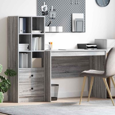 vidaXL Stôl so zásuvkou 2 pcs Sivý Sonoma