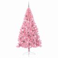 vidaXL Umelý predsvietený vianočný stromček Ružová 240 cm PVC
