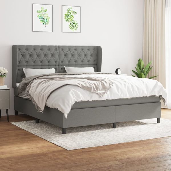 vidaXL Boxspring posteľ s matracom tmavosivá 160x200 cm látka