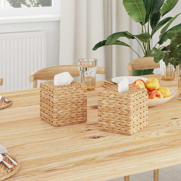 vidaXL Obaly na krabičky na vreckovky 2 pcs Vodný hyacint Prírodná