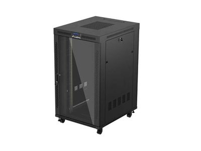 19'' Voľne stojaca racková skriňa 27u/800x1000 (flat pack) s presklenými dverami lcd čierna lanberg V2