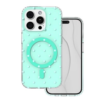 Puzdro Bubble Dots Mag pre iPhone 15 Pro 6,1" zelené