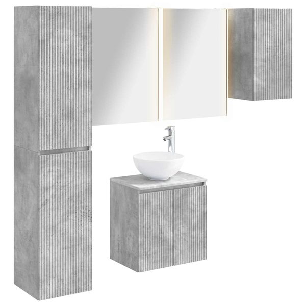 vidaXL Set kabinetov do kúpeľne 5 pcs Betónovo sivá 53 x 15,5 x 70 cm