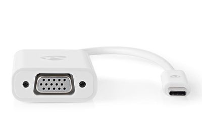 NEDIS redukčný kábel s adaptérom/ USB-C zástrčka – VGA zásuvka/ biely/ plastový sáčok/ 20cm Redukcia, s adaptérom, zástrčka USB typ C, zásuvka VGA, 20cm, plastový sáčok, biela